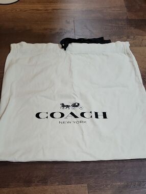 Coach Cream Drawstring Dust Bag with Black Logo